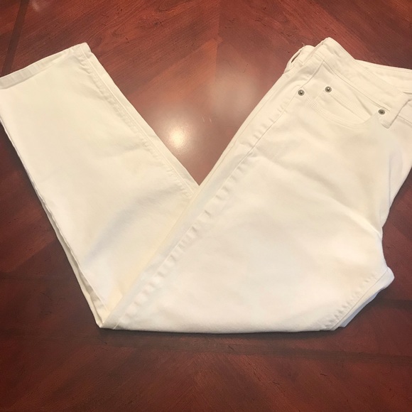 Lands' End Denim - Lands End Low Rise Cuff White Jeans